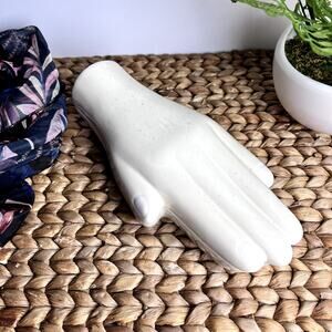 DOIY Ceramic Hand Covered Trinket Dish Contemporary Kitsch Boho White Monotone